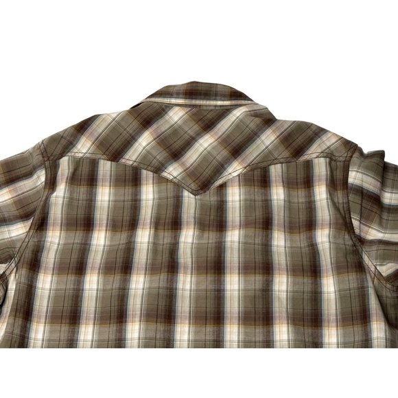 NWT Casual Plaid Shirt Mens Large J Ferrar Short Sleeve Western Snap Buttons - Picture 6 of 11